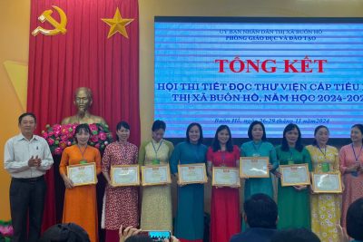 Tham gia Hội thi Giáo viên Thư viện giỏi cấp tiểu học, thị xã Buôn Hồ. Năm học 2024 – 2025.